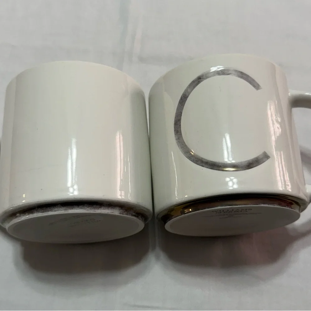 Williams Sonoma White Monogram Mugs